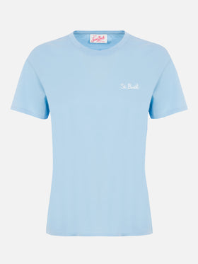 Woman light blue cotton jersey crewneck t-shirt Emilie - MC2 Saint Barth