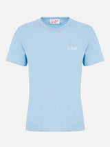 Woman light blue cotton jersey crewneck t-shirt Emilie