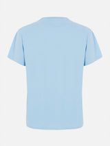 Woman light blue cotton jersey crewneck t-shirt Emilie