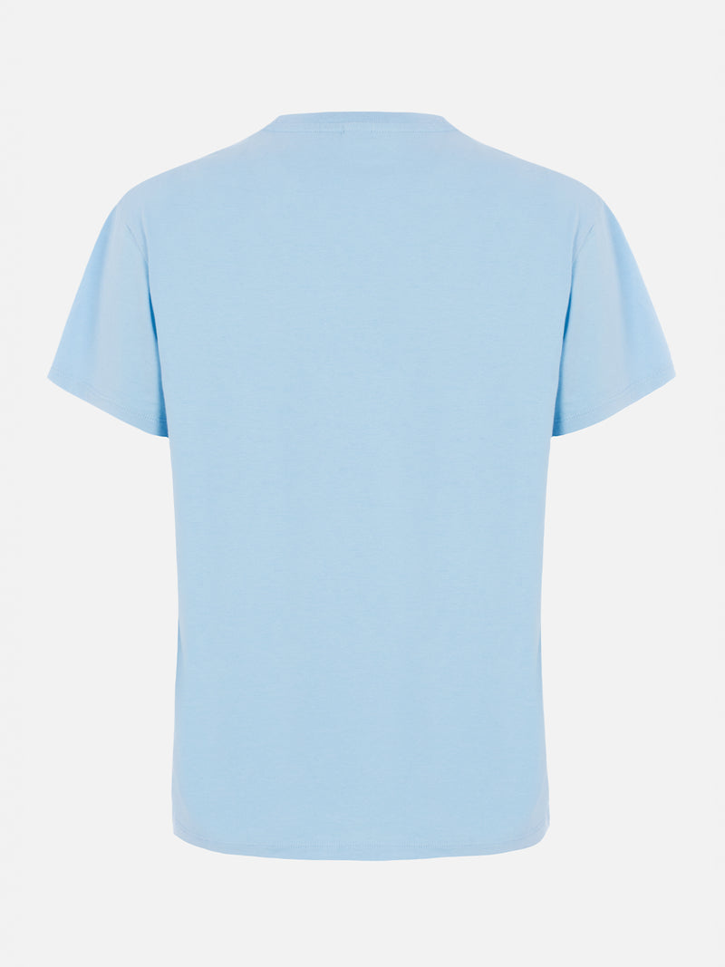 Woman light blue cotton jersey crewneck t-shirt Emilie