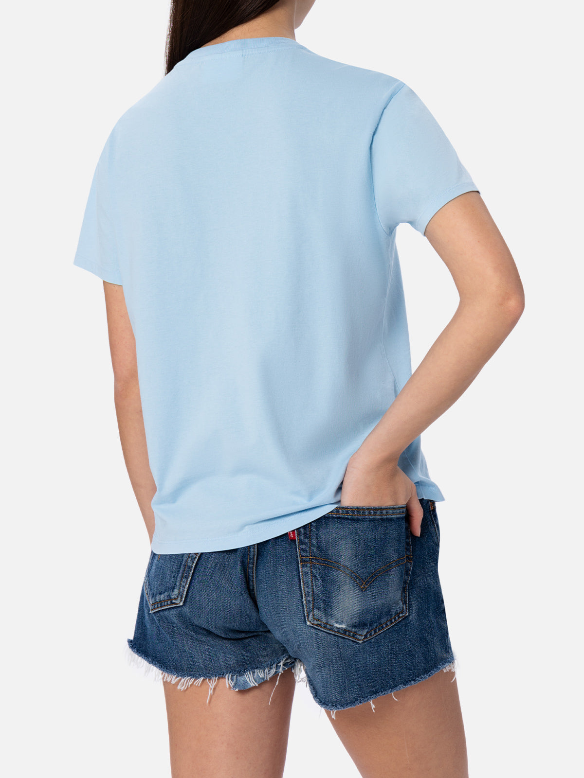Woman light blue cotton jersey crewneck t-shirt Emilie - MC2 Saint Barth