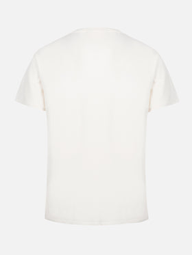 T-shirt girocollo in jersey di cotone bianco sporco da donna Emilie
