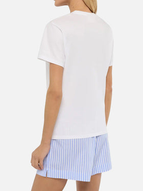 Emilie white cotton T-shirt with Spritzo Amore embroidery