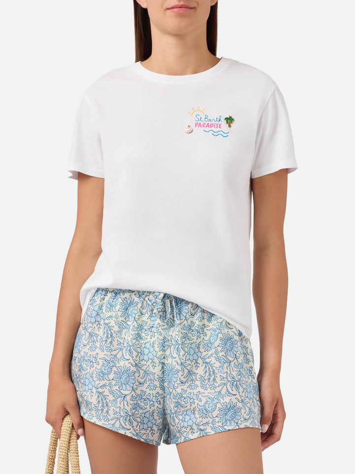 T-shirt Emilie blanc avec broderie charm St. Barth Paradise 