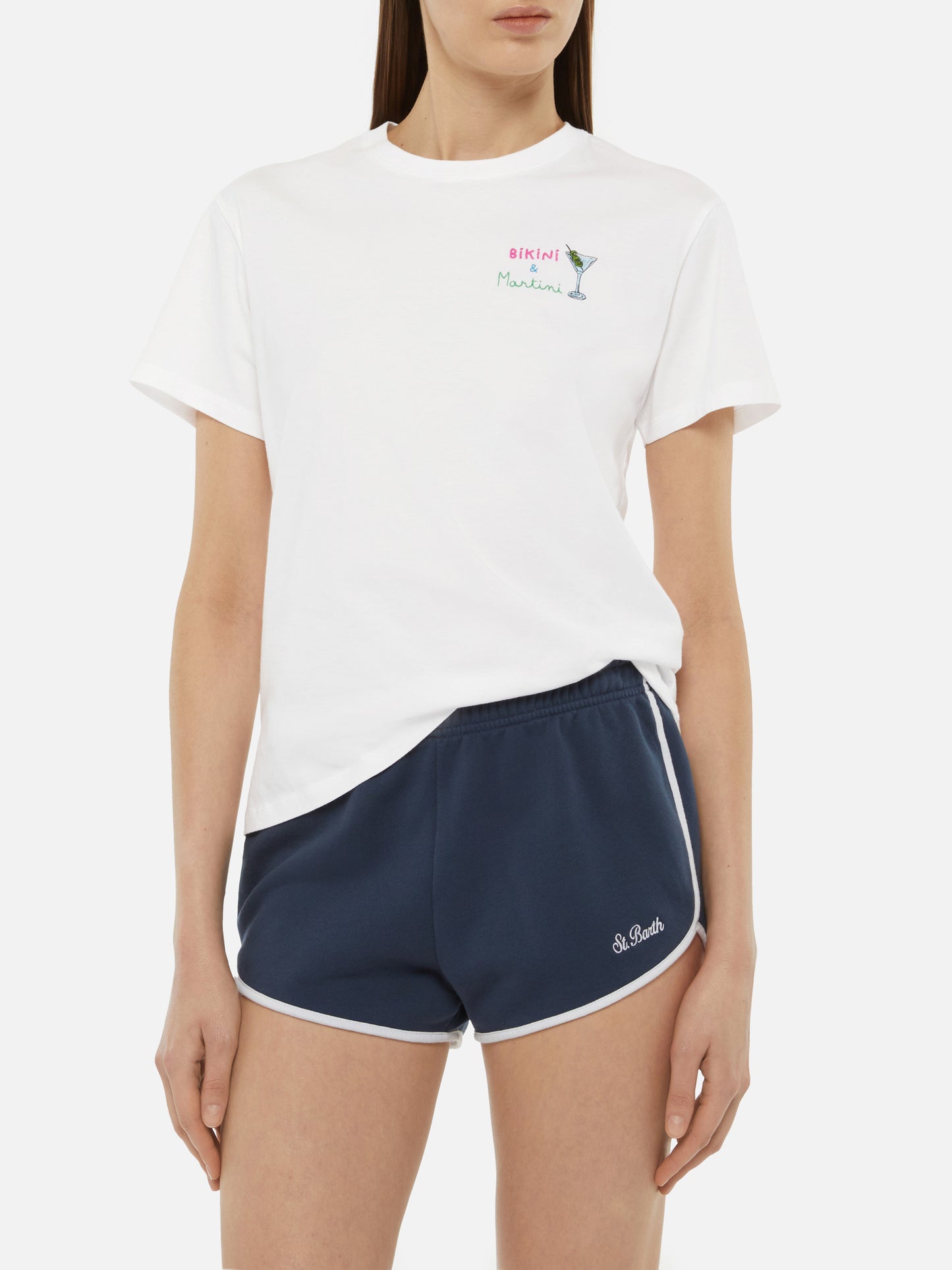 Baumwoll-T-Shirt Emilie mit Bikini &amp; Martini-Stickerei