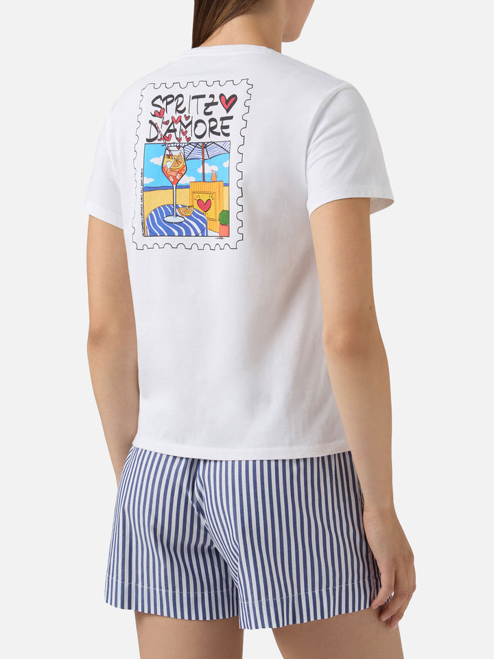 T-shirt Emilie bianca con stampa Spritzo d’Amore