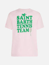 Pink Cotton t-shirt with "St Barth tennis team" print