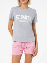 T-shirt da donna girocollo Emilie in jersey di cotone con stampa Saint Barth Beach Club