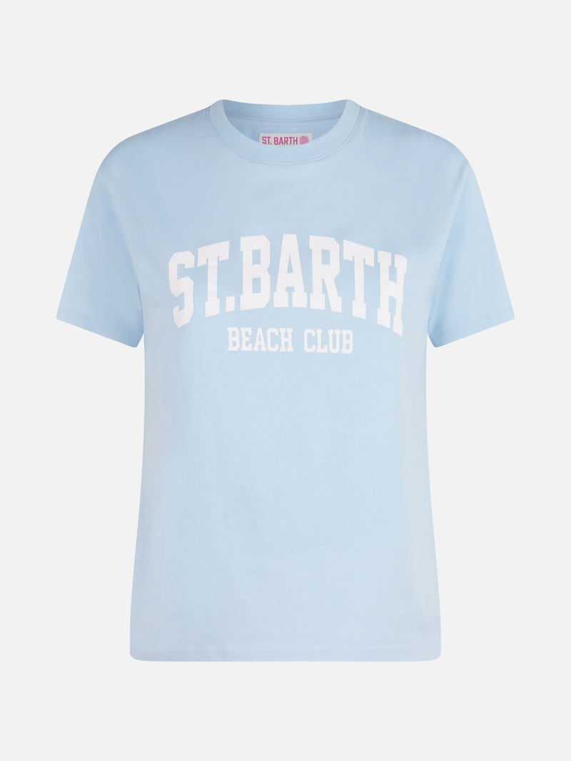 T-shirt girocollo in jersey di cotone da donna Emilie con stampa St Barth beach club