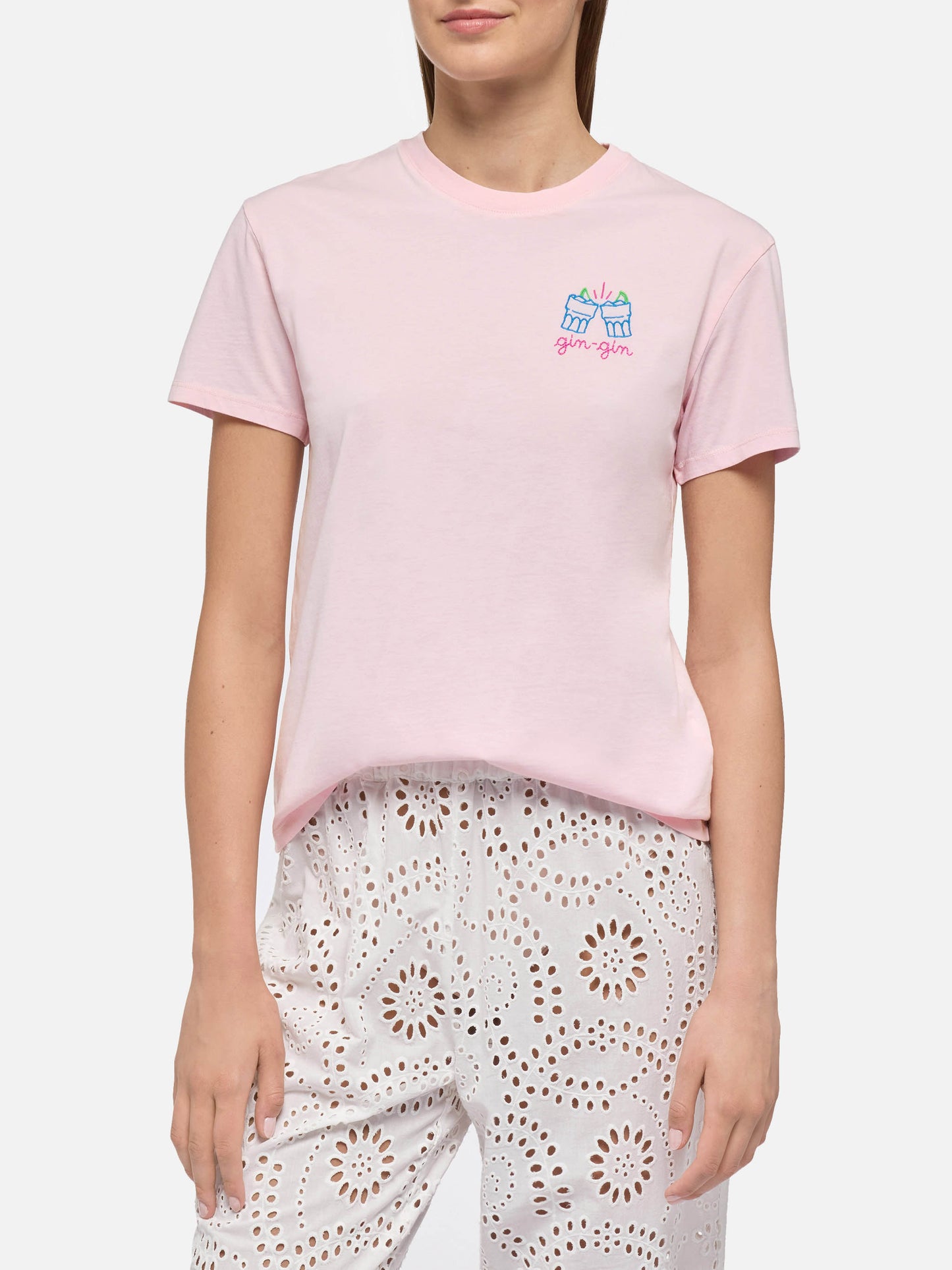 Baumwoll-T-Shirt Emilie mit Gin Gin-Stickerei | INSULTI LUMINOSI SPECIAL EDITION