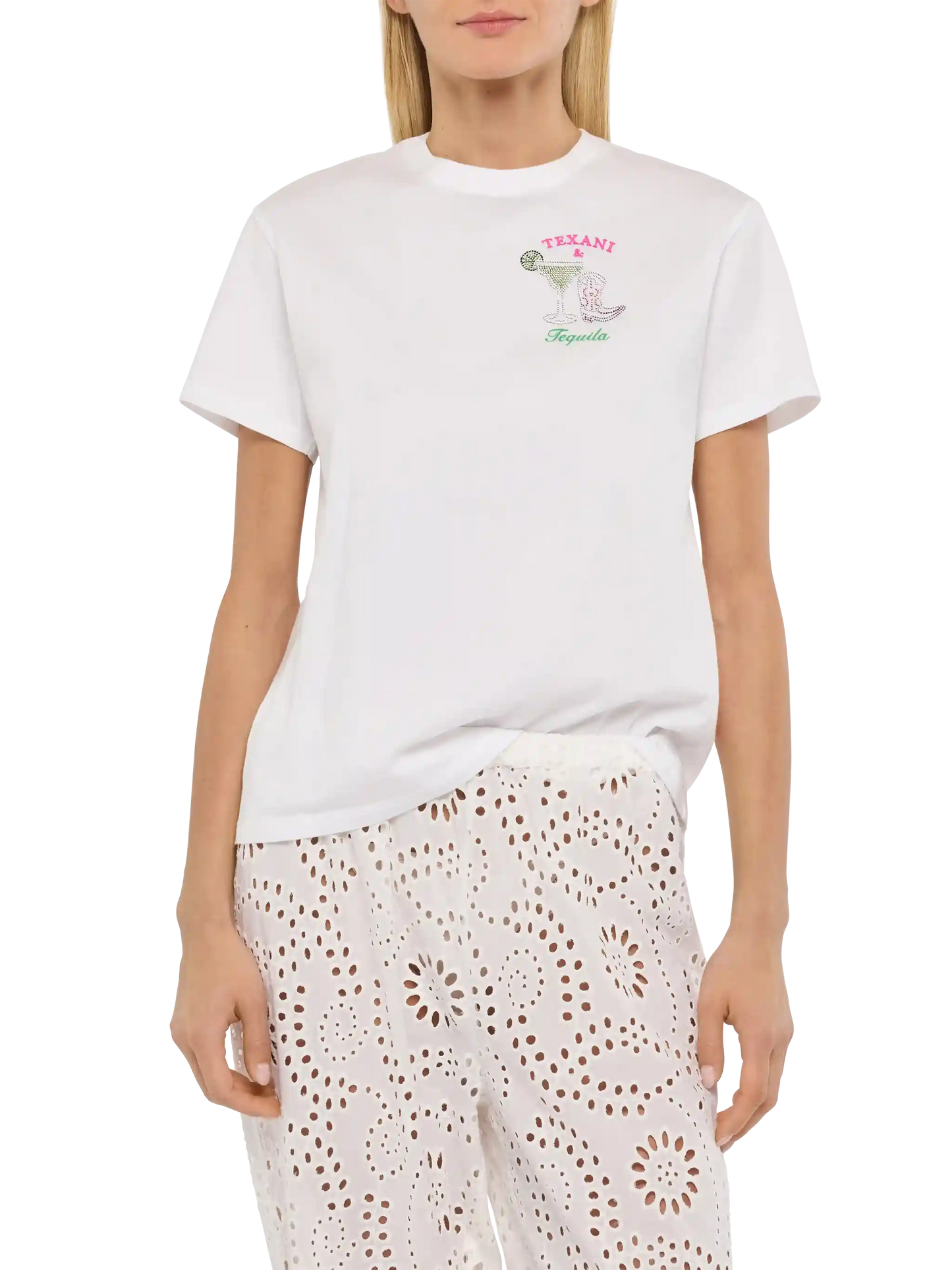 Baumwoll-T-Shirt Emilie mit Texani &amp; Tequila-Stickerei