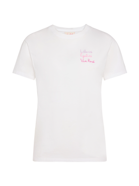 Emilie-Baumwoll-T-Shirt mit Libertè-, Egalitè- und Vin Rosè-Stickerei