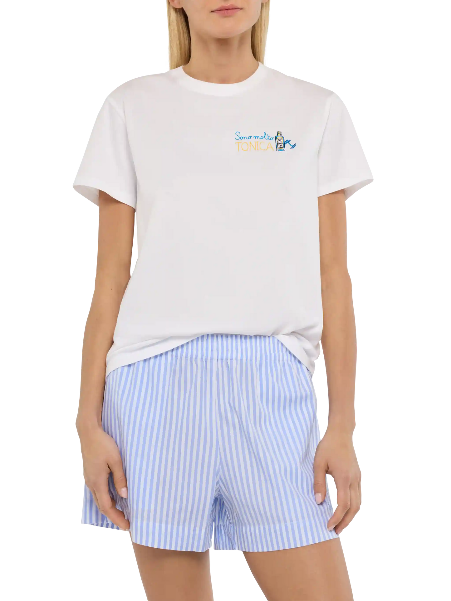 T-Shirt „Emilie“ aus Baumwolle mit „Sono molto tonica“-Stickerei