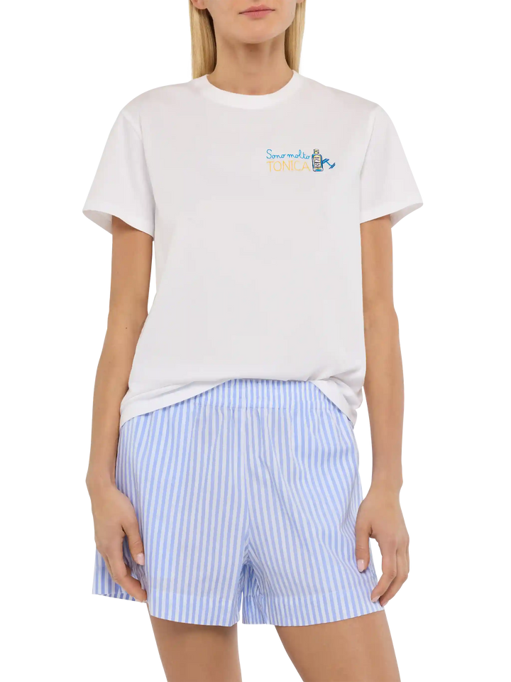 T-shirt Emilie bianca con ricamo Sono molto Tonica
