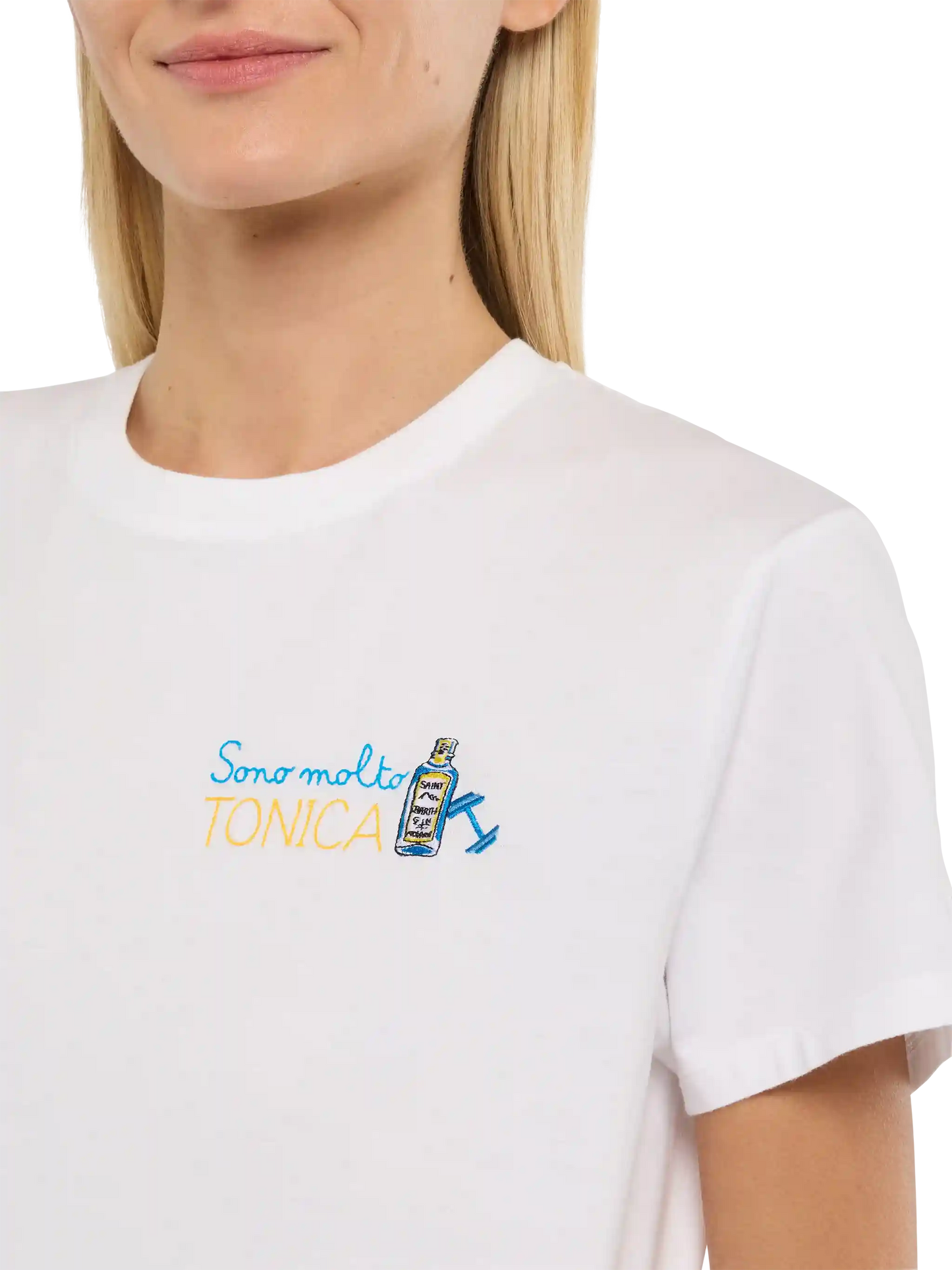 T-Shirt „Emilie“ aus Baumwolle mit „Sono molto tonica“-Stickerei