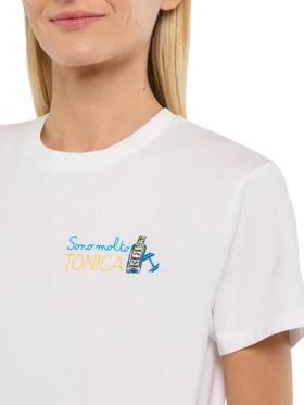 T-Shirt „Emilie“ aus Baumwolle mit „Sono molto tonica“-Stickerei
