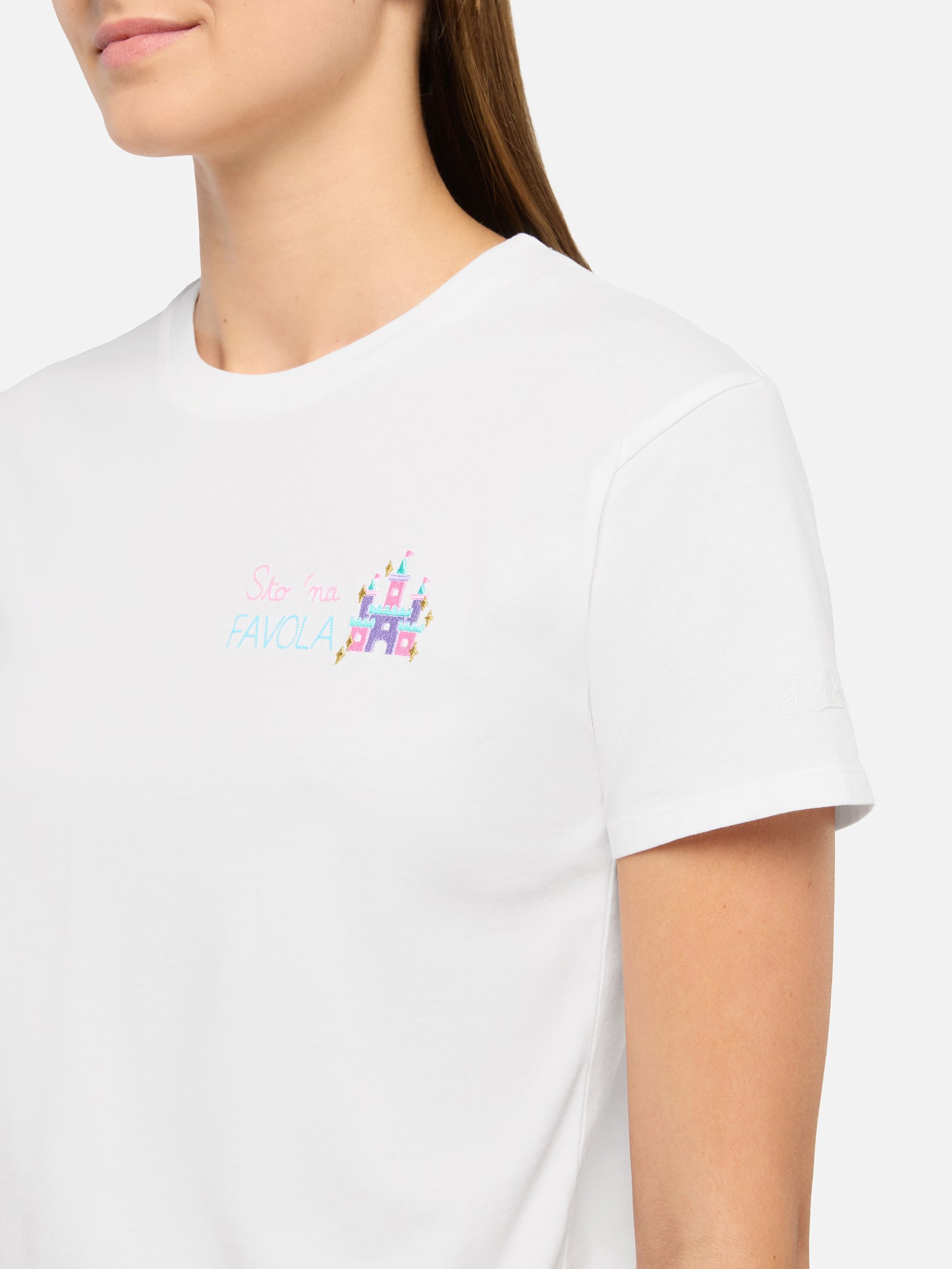 Emilie t-shirt in cotone con ricamo Sto 'na favola