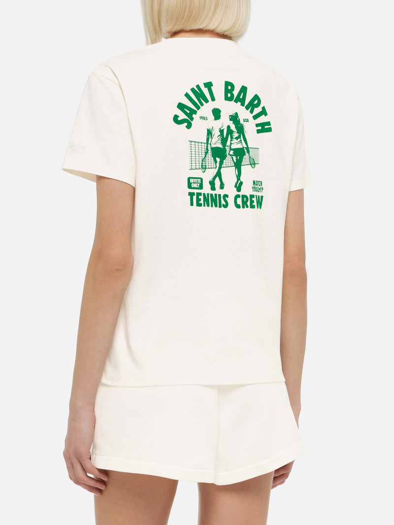 Emilie t-shirt in cotone con stampa Saint Barth tennis crew