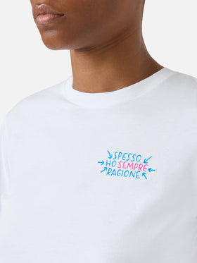White Emilie T-shirt with Spesso ho sempre ragione embroidery
