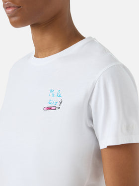 T-shirt Emilie bianca con ricamo Me la tiro