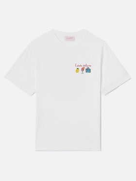 White Emilie T-shirt with Estate Italiana embroidery