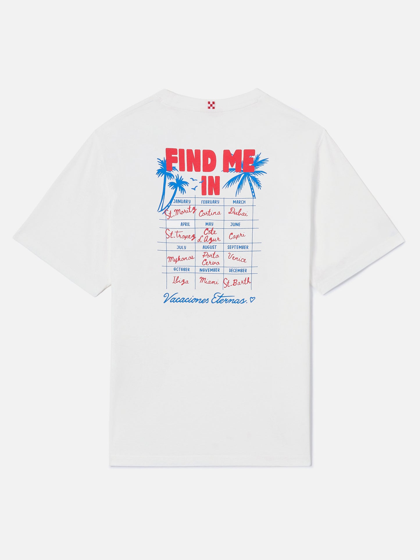 White Emilie T-shirt with Find Me in Vacation print