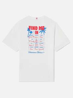 White Emilie T-shirt with Find Me in Vacation print
