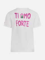 Woman cotton jersey crewneck t-shirt Emilie with Amo Forte print | ALLE BOE SPECIAL EDITION