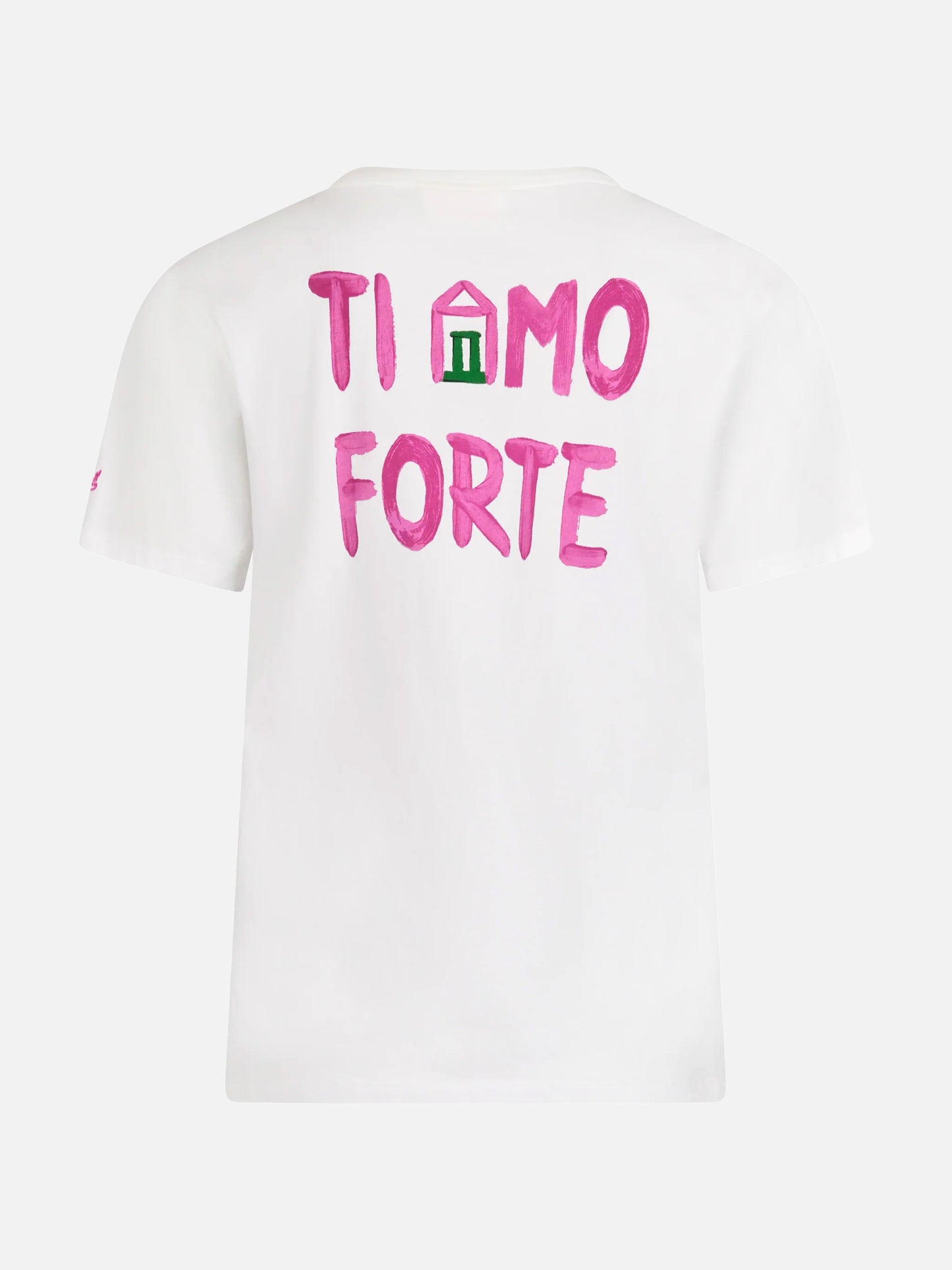 Woman cotton jersey crewneck t-shirt Emilie with Amo Forte print | ALLE BOE SPECIAL EDITION