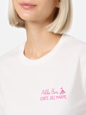 Woman cotton jersey crewneck t-shirt Emilie with Amo Forte print | ALLE BOE SPECIAL EDITION
