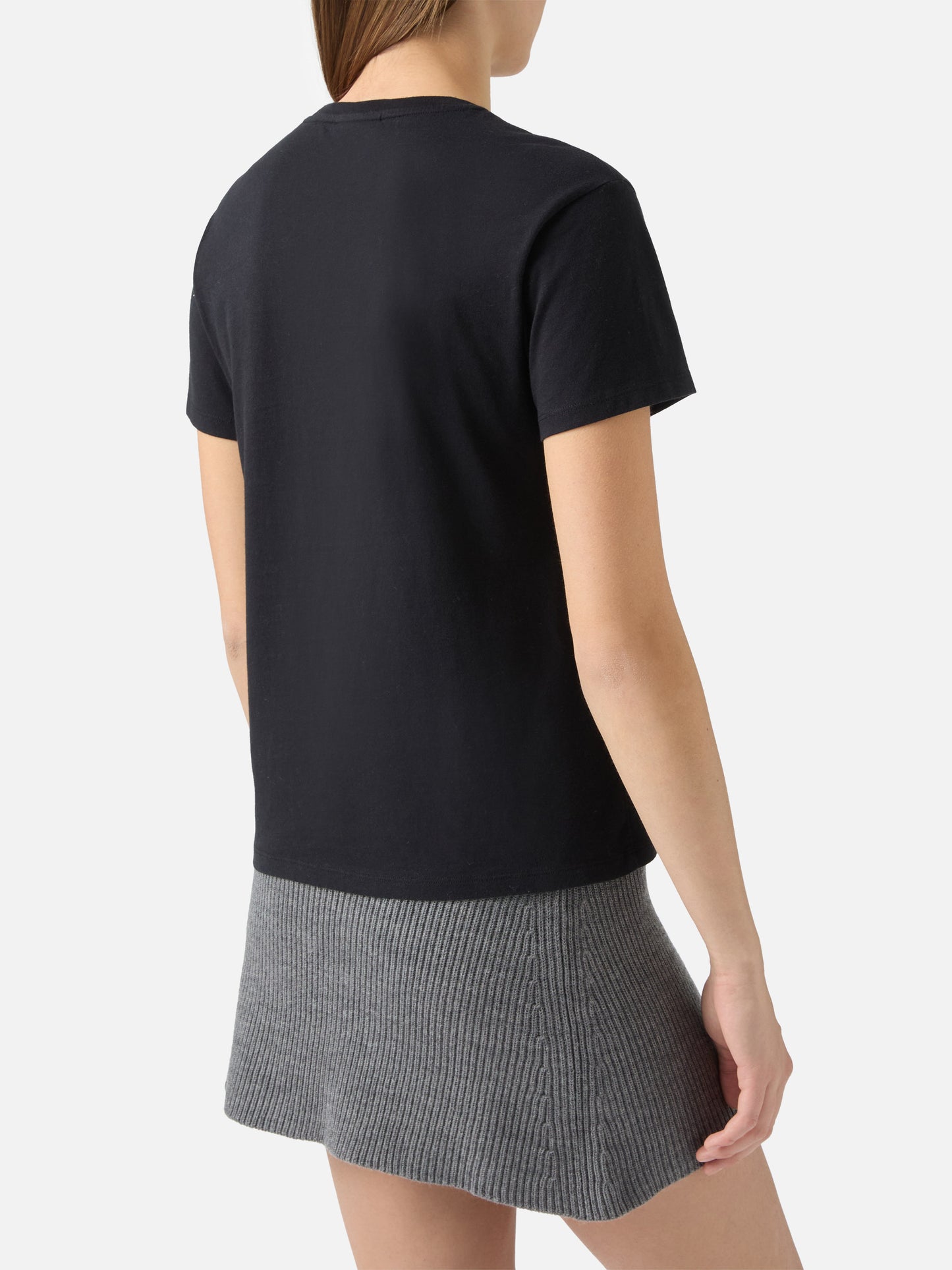 T-shirt Emilie in cotone nero con applicazione in strass Bollicine Queen