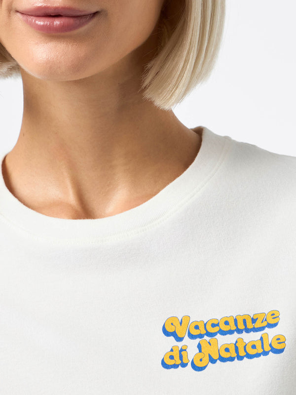 Damen-T-Shirt Emilie aus schwerer Baumwolle mit Vacanze di Natale-Aufdruck | VACANZE DI NATALE SONDERAUSGABE