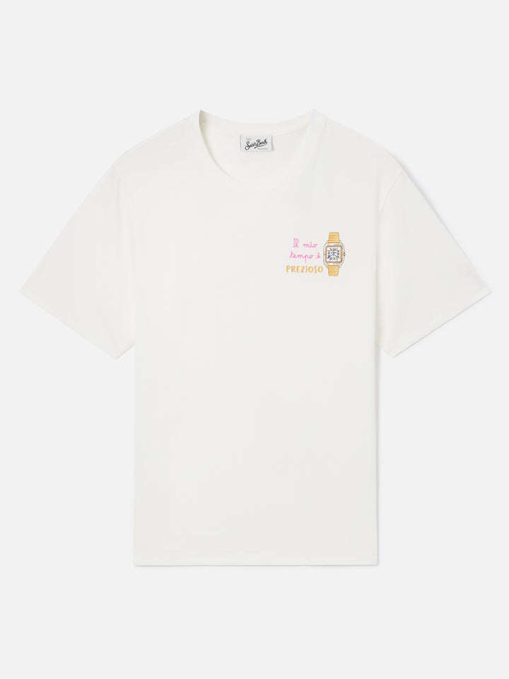 T-shirt Emilie off white con ricamo Il Mio Tempo è Prezioso