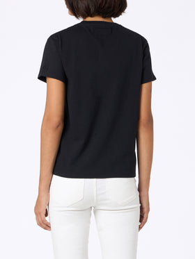 Schwarzes Damen-T-Shirt Emilie aus schwerer Baumwolle mit Vip Club Cortina-Stickerei | VIP CLUB CORTINA SPECIAL EDITION