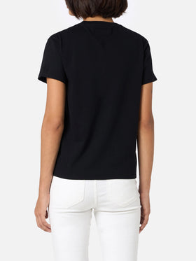 T-shirt nera da donna in cotone pesante Emilie con ricamo Vip Club Cortina | VIP CLUB CORTINA SPECIAL EDITION