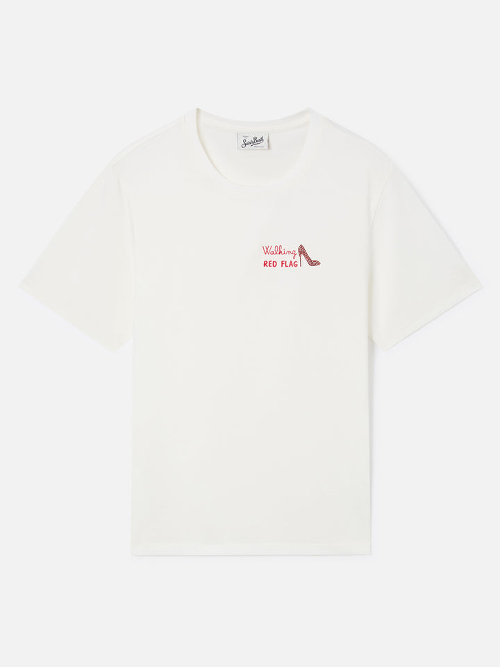 Off white Emilie t-shirt with Walking Red Flag embroidery