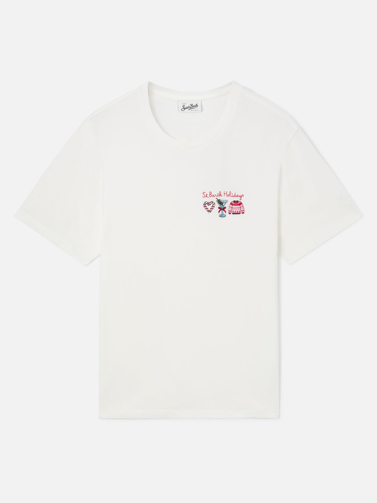 T-shirt Emilie off white con ricamo St. Barth Holidays