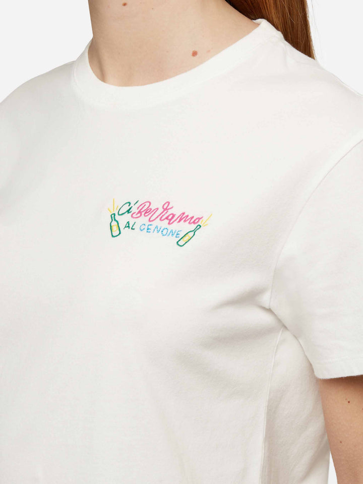 Winter cotton t-shirt Emilie with Ci beviamo al cenone embroidery | INSULTI LUMINOSI SPECIAL EDITION - MC2 Saint Barth