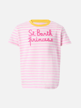 T-shirt in cotone Emma con stampa a righe e ricamo St. Barth Princess