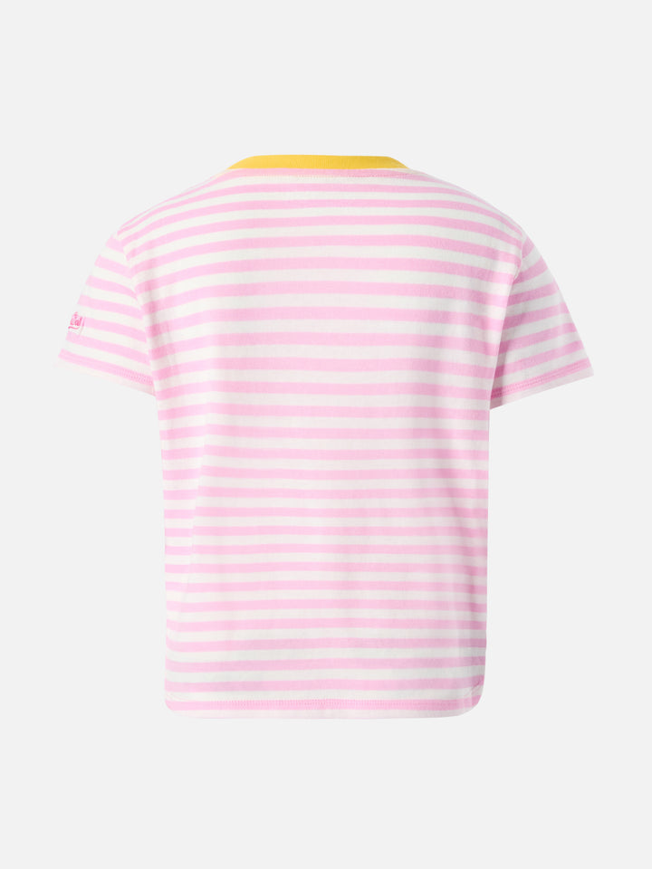 T-shirt in cotone Emma con stampa a righe e ricamo St. Barth Princess