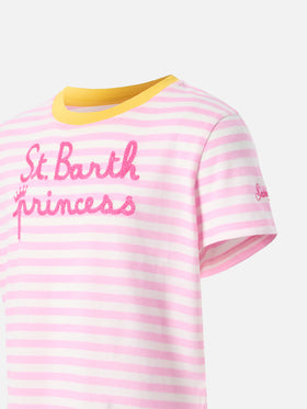 T-shirt in cotone Emma con stampa a righe e ricamo St. Barth Princess