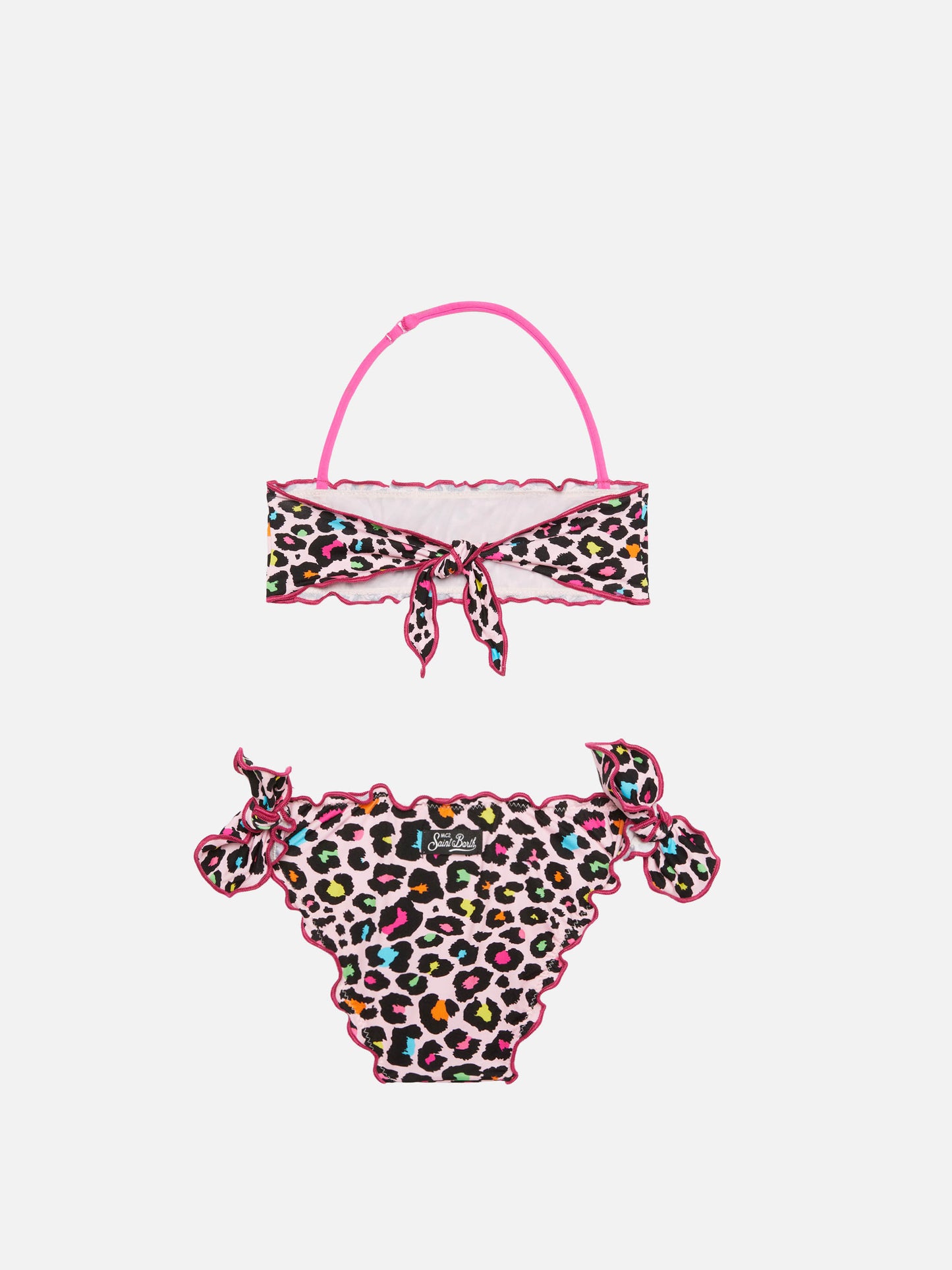 Girl bandeau bikini with leopard print