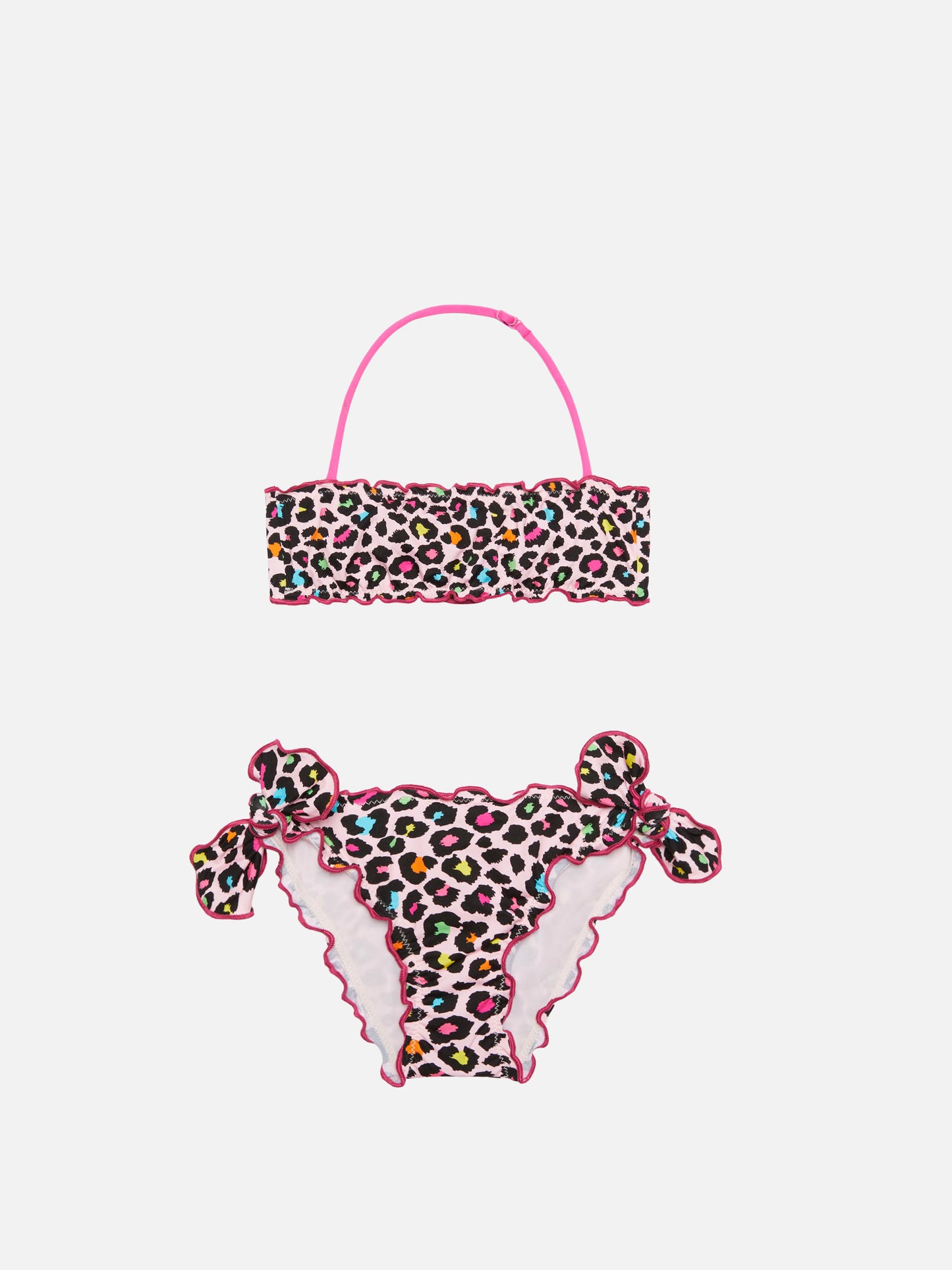Girl bandeau bikini with leopard print