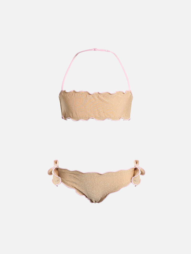 Bikini classico a fascia da bambina Emy in lurex