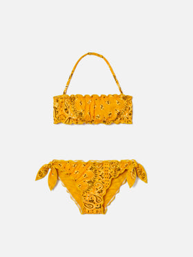 Mädchen-Bandeau-Bikini mit Bandana-Print