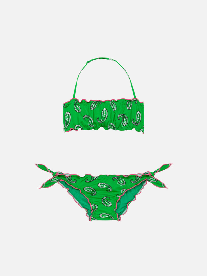 Girl bandeau bikini with paisley print