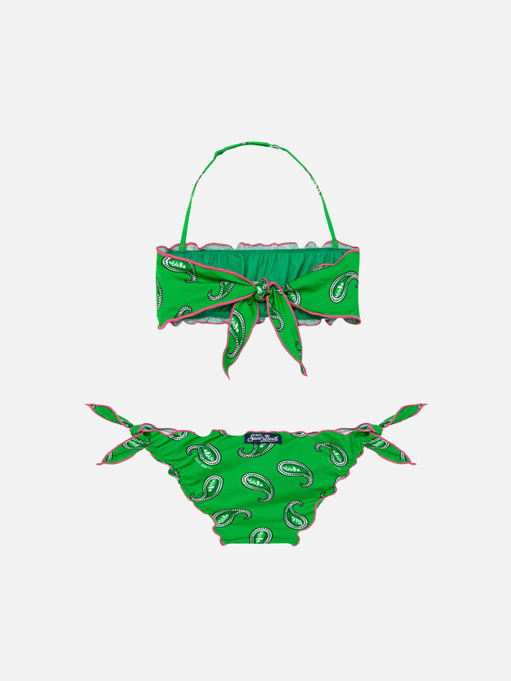 Girl bandeau bikini with paisley print