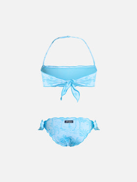 Girl classic bandeau bikini Emy with toile de jouy print - MC2 Saint Barth