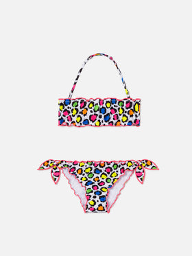 Emy bandeau bikini with leopard print