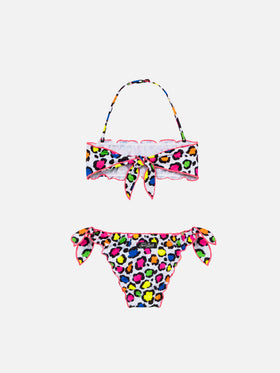 Emy bandeau bikini with leopard print